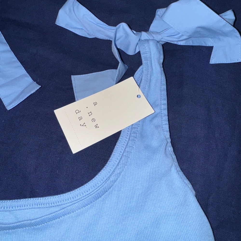 New Target baby blue tank top - with tags- and with cute shoulder bow detail.